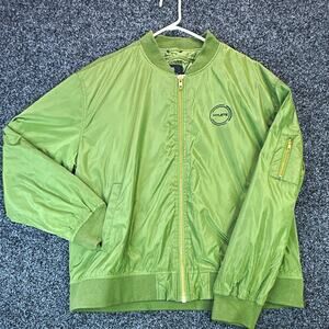 HYLETE Mens XL Green Bomber Jacket Lightweight Full Zip Athletic Flight Coat
